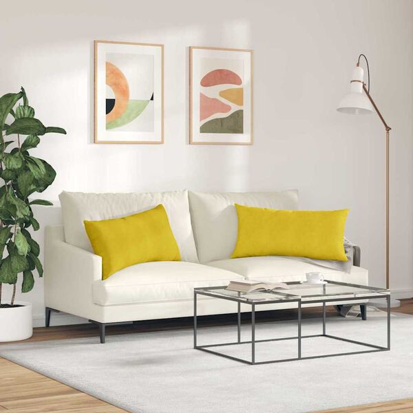 vidaXL Travesseiros de Sof&aacute; 2 pcs Amarelo 80 x 40 cm