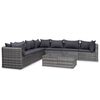 vidaXL 8 pcs conjunto lounge de jardim c/ almofad&otilde;es vime PE cinzento