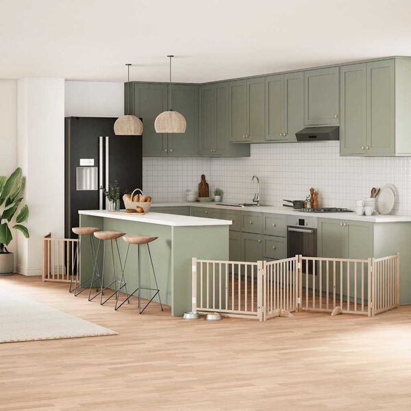 vidaXL Port&atilde;o para c&atilde;es com porta dobr&aacute;vel 8 pain&eacute;is 640 cm &aacute;lamo