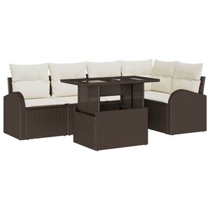 vidaXL Conjunto de Sof&aacute; de Jardim 6 pcs Castanho Rattan Sint&eacute;tico