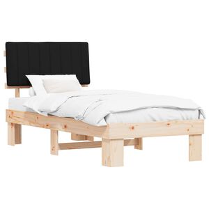 vidaXL Estrutura de Cama com Cabeceira Estofada Preto 90 x 190 cm