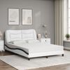 vidaXL Cama com colch&atilde;o Hvar 140x190 cm couro artificial preto e branco