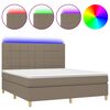 vidaXL Cama box spring colch&atilde;o/LED 180x200cm tecido cinza-acastanhado