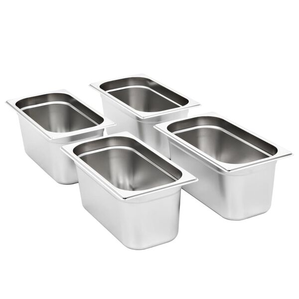 vidaXL Recipientes gastronorm 4 pcs GN 1/3 150 mm aço inoxidável