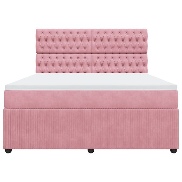 vidaXL Cama com molas/colch&atilde;o 180x200 cm veludo rosa