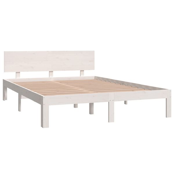 vidaXL Estrutura de cama 140x200 cm pinho maciço branco