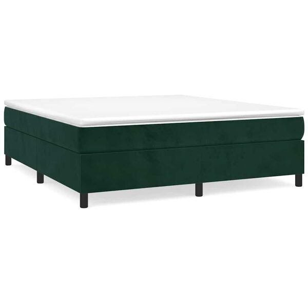 vidaXL Cama com molas/colch&atilde;o 200x200 cm veludo verde-escuro