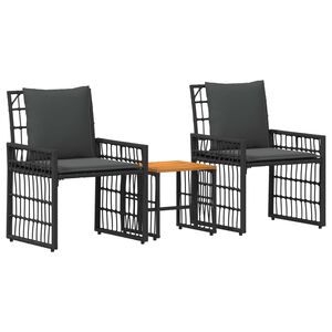 vidaXL Conjunto de M&oacute;veis para Exterior 3 unid. Preto e Cinza Escuro
