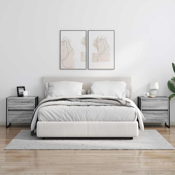 vidaXL Mesa-de-cabeceira com gaveta Cinza Sonoma 50 x 39,5 x 50 cm