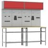 vidaXL Conjunto de bancada de trabalho 8 unid. Vermelho e Cinza