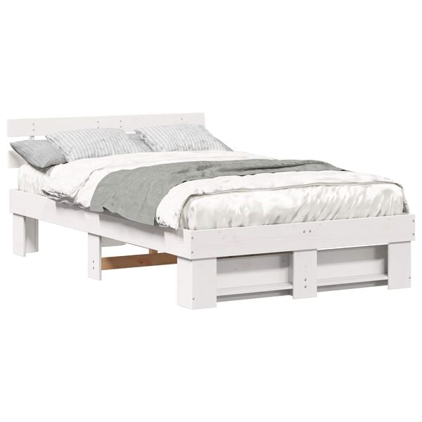 vidaXL Estrutura da Cama com cabeceira Branco 120 x 190 cm