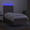 vidaXL Cama box spring colch&atilde;o/LED 100x200cm tecido cinza-acastanhado