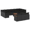 vidaXL 14 pcs conjunto de sof&aacute;s p/ jardim c/ almofad&otilde;es vime PE preto