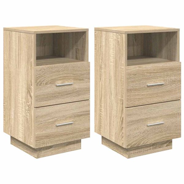 vidaXL Mesas de cabeceira 2pcs c/2gavetas 36x36x68 cm carvalho sonoma