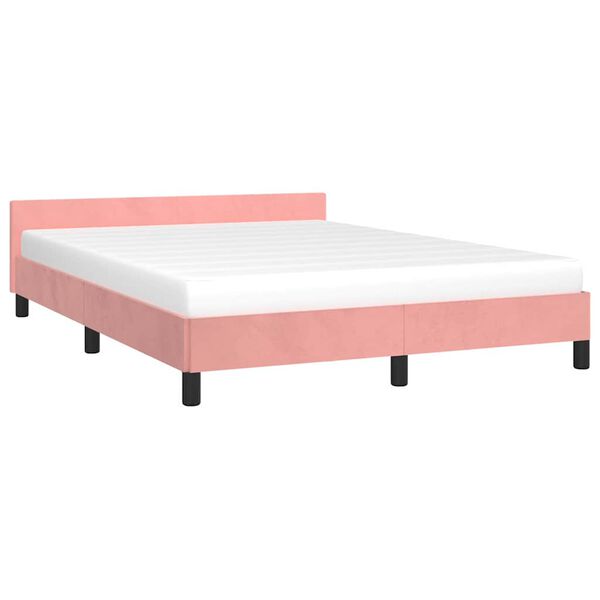 vidaXL Estrutura cama c/ cabeceira sem colchão 140x190 cm veludo rosa