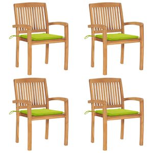 vidaXL Cadeiras de jardim empih&aacute;veis c/ almofad&otilde;es 4 pcs teca maci&ccedil;a