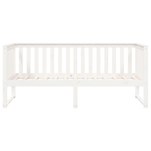 vidaXL Cama dia sem colch&atilde;o branco 100x200 cm pinho de madeira maci&ccedil;a