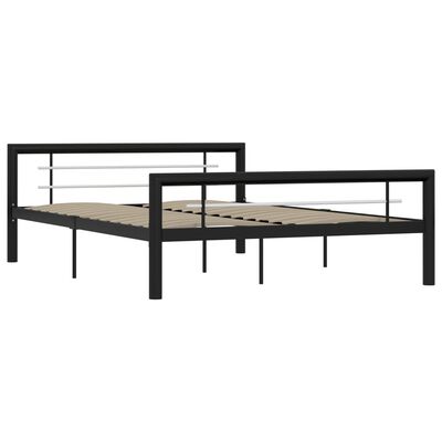 vidaXL Estrutura de cama 160x200 cm metal preto e branco