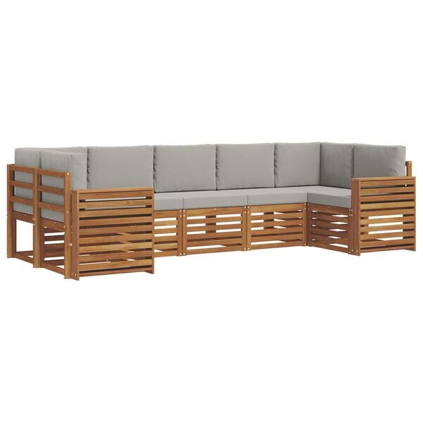 vidaXL Conjunto de Sof&aacute; Sectional 7 pcs Cinza Natural e Claro