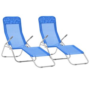 vidaXL Espregui&ccedil;adeiras dobr&aacute;veis 2 pcs textilene azul