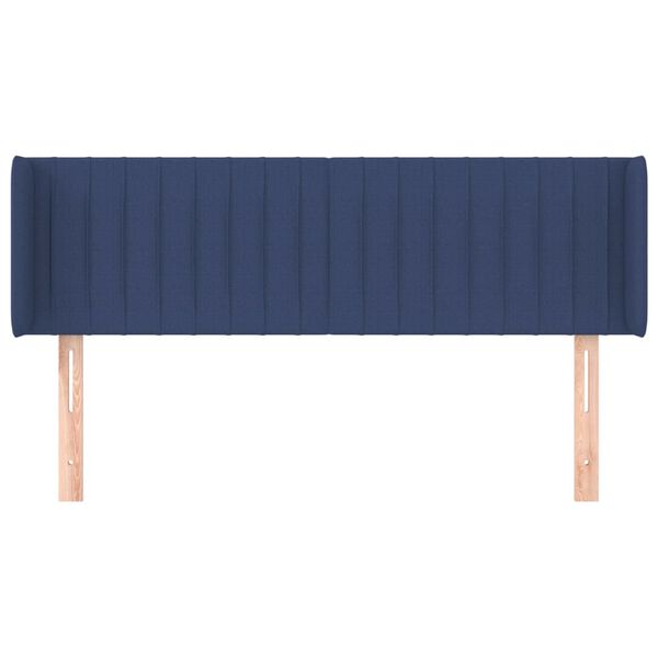 vidaXL Cabeceira de cama c/ abas tecido 147x16x78/88 cm azul