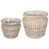 vidaXL Cesta de Plantador com armazenamento 2 pcs Cinzeto Rattan Lacak