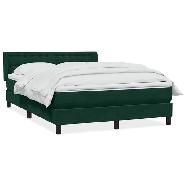 vidaXL Cama box spring com colch&atilde;o 160x210 cm veludo verde escuro