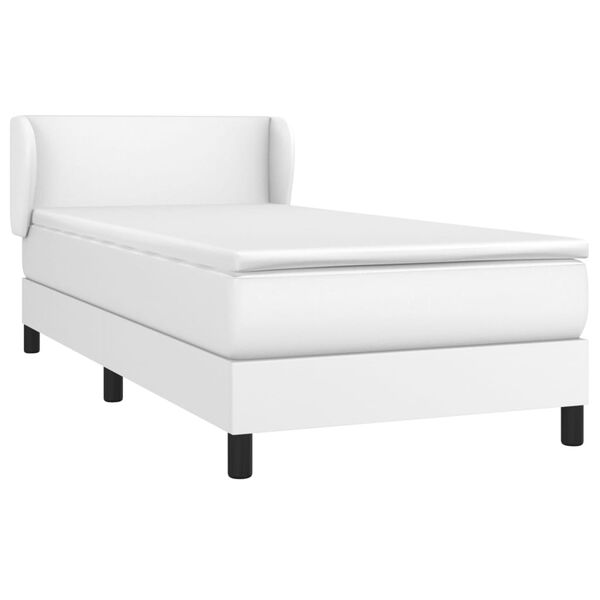 vidaXL Cama com molas/colch&atilde;o 80x200 cm couro artificial branco