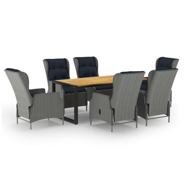 vidaXL 7 pcs conjunto de jantar para jardim cinzento-claro