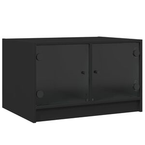vidaXL Mesa de centro c/ portas de vidro 68x50x42 cm preto