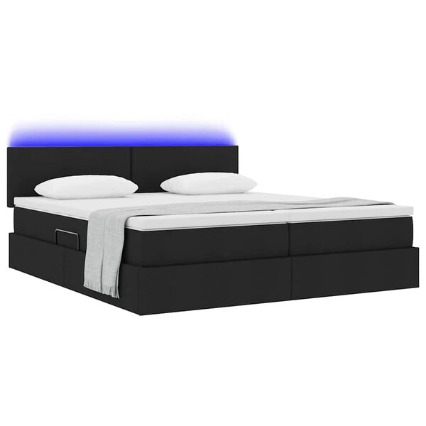 vidaXL Cama com luzes de tira LED Preto 180 x 200 cm tecido