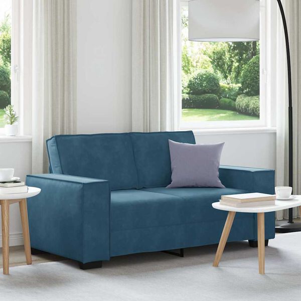 vidaXL Sof&aacute; de 2 lugares veludo 160x78x84 cm azul