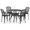 vidaXL 5 pcs conjunto de bistr&ocirc; alum&iacute;nio fundido preto