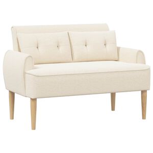 vidaXL Sof&aacute; de dois lugares com bot&atilde;o acolchoado Creme Boucl&eacute;