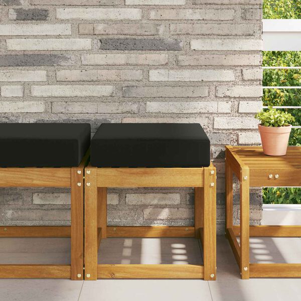 vidaXL Almofada de Assento Externa Preto 40 x 40 x 8 cm 100% Poli&eacute;ster