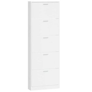 vidaXL Sapateira 59x17x169 cm derivados de madeira branco brilhante