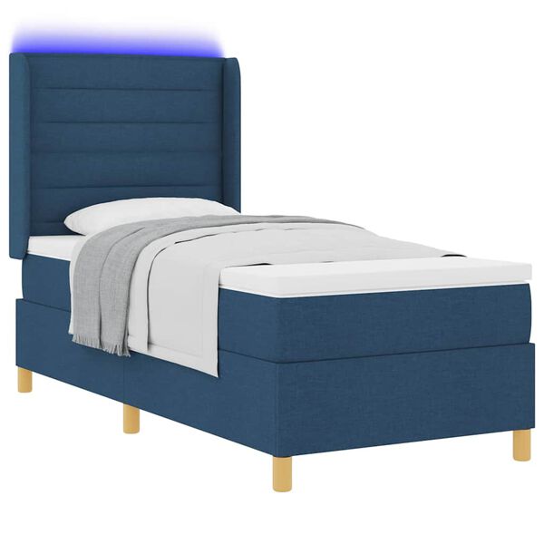 vidaXL Cama Box com colch&atilde;o Azul 100 x 200 cm tecido