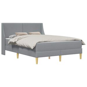 vidaXL Estrutura de cama com colch&atilde;o com cabeceira Poli&eacute;ster