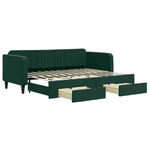 vidaXL Sof&aacute;-cama c/ gavet&atilde;o e gavetas 80x200cm veludo verde-escuro