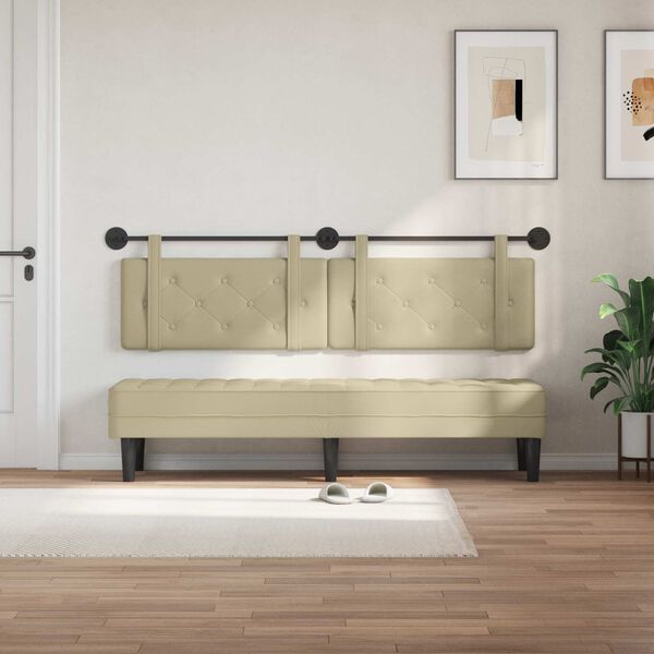 vidaXL Cabeceira Suspensa Creme 190 x 55 x 5 cm Couro Sint&eacute;tico