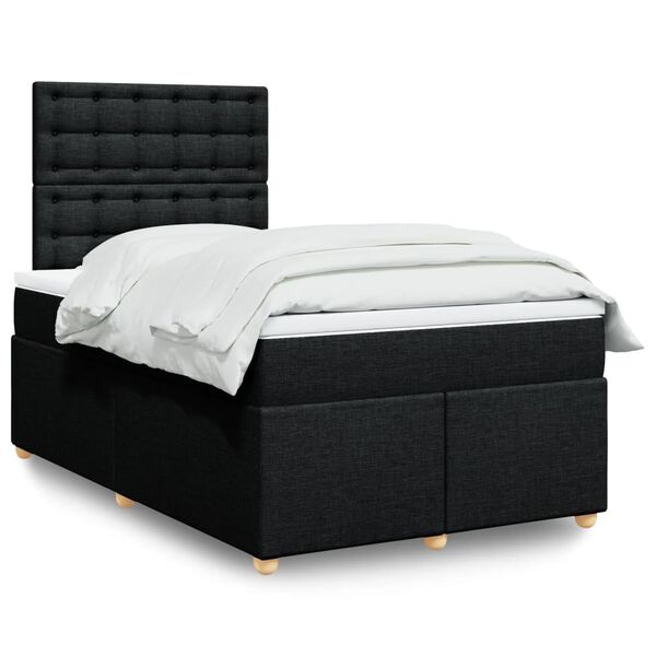 vidaXL Cama boxspring com colch&atilde;o 120x190 cm tecido preto