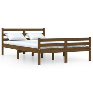 vidaXL Estrutura de cama 140x190 cm madeira maci&ccedil;a castanho-mel