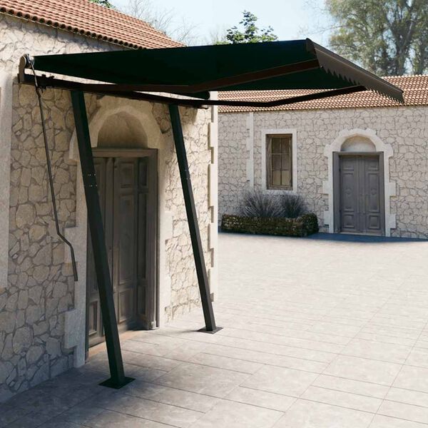 vidaXL Toldo retr&aacute;til manual com postes 3,5x2,5 m antracite
