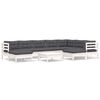 vidaXL 10 pcs conj. lounge de jardim c/ almofad&otilde;es pinho maci&ccedil;o branco
