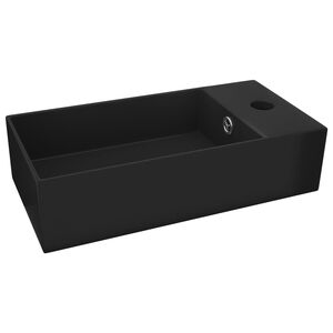vidaXL Lavat&oacute;rio WC c/ extravasamento cer&acirc;mica preto mate