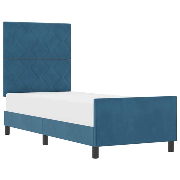 vidaXL Cama Box com cabeceira Azul Escuro 80 x 200 cm Veludo