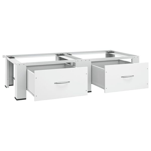 vidaXL Suporte duplo para máquina de lavar e secar c/ gavetas branco