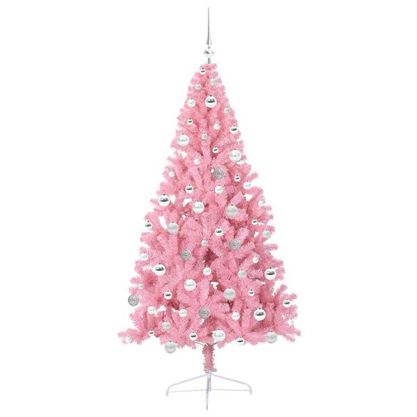 vidaXL &Aacute;rvore de Natal Artificial Pr&eacute;-iluminada Rosa 180 cm PVC