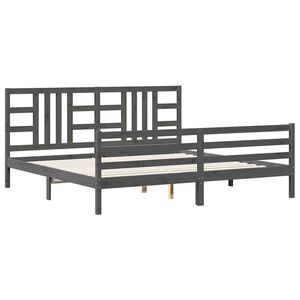 vidaXL Estrutura de cama com cabeceira 200x200 cm madeira maci&ccedil;a cinza