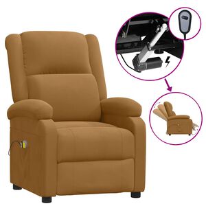 vidaXL Poltrona de massagens el&eacute;trica veludo castanho